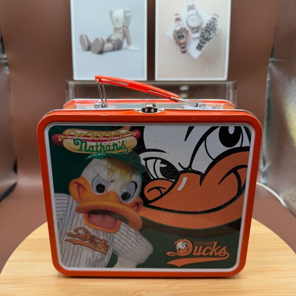 Vintage Long Island Ducks Nathans Hot Dog Promotion Tin Lunchbox - Picture 2 of 6
